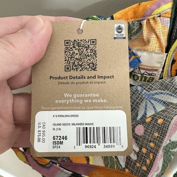 NEW PATAGONIA PATALOHA DRESS milkweed maeve sundress island tropical XL 14 - Picture 8 of 8